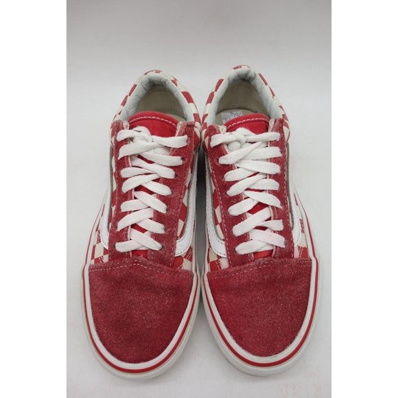 Vans Off The Wall Red Checkered Leather Lace Up Sneakers Shoes Women's 5 - Picture 2 of 10
